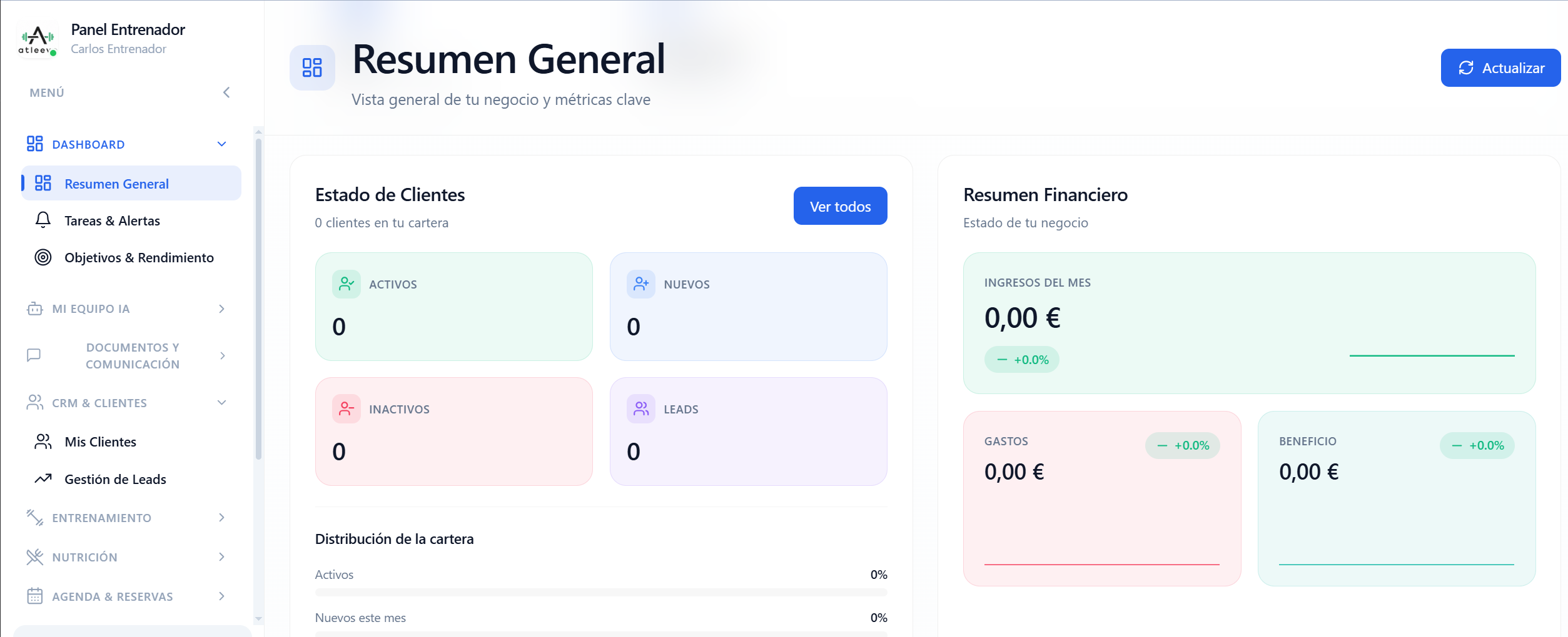 Dashboard de Entrenadores